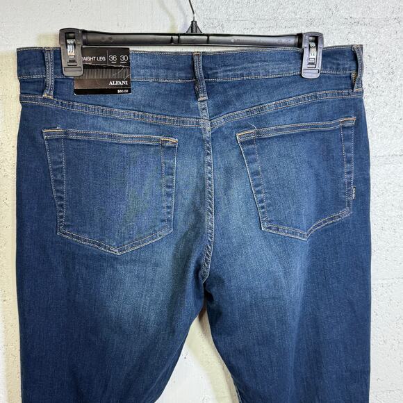 Alfani Men's Jon Medium Wash Straight Fit Stretch Jeans, blue 36/30 $60 - Picture 4 of 7
